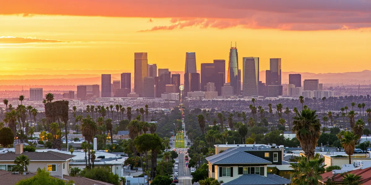 Los Angeles skyline at golden hour representing Scenehalo's creative home