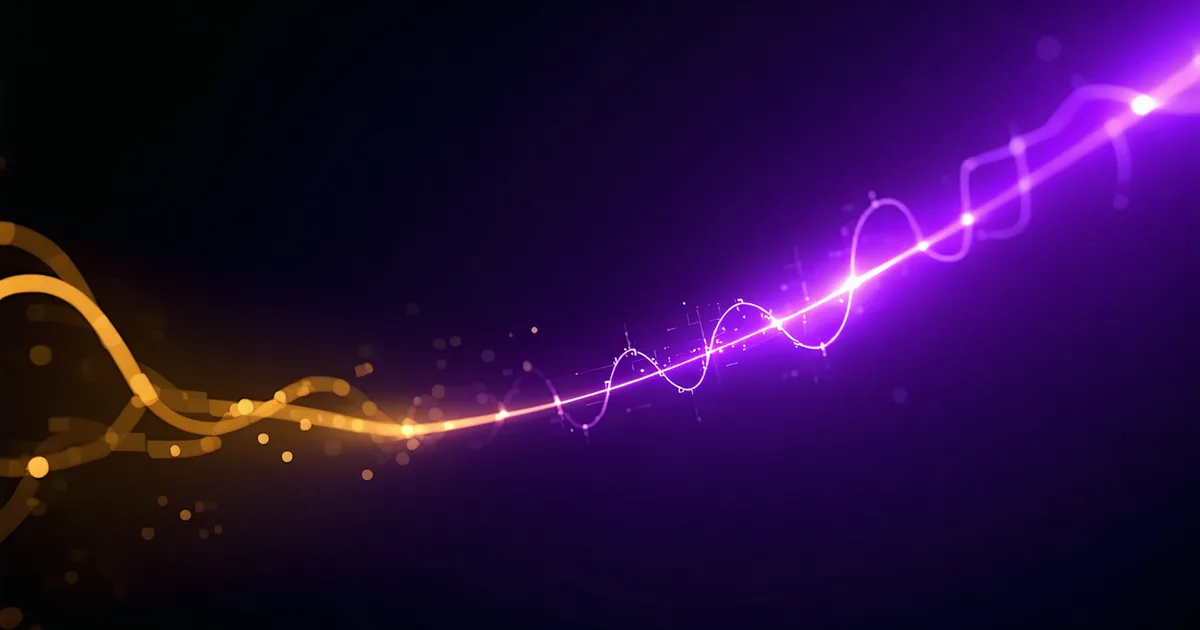 Abstract visualization of a video retention curve with segment labels in bold typography